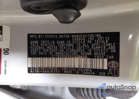 2014 Toyota Corolla Le z USA, uszkodzony, nr VIN 2T1BURHE6EC016458